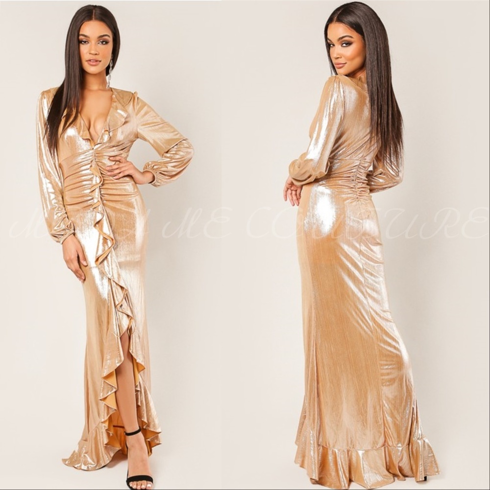 OPHELIA Gold Metallic Dress - Picture 2 of 3